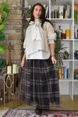 Myrtle Plaid Tulle Midi Skirt Chocolate